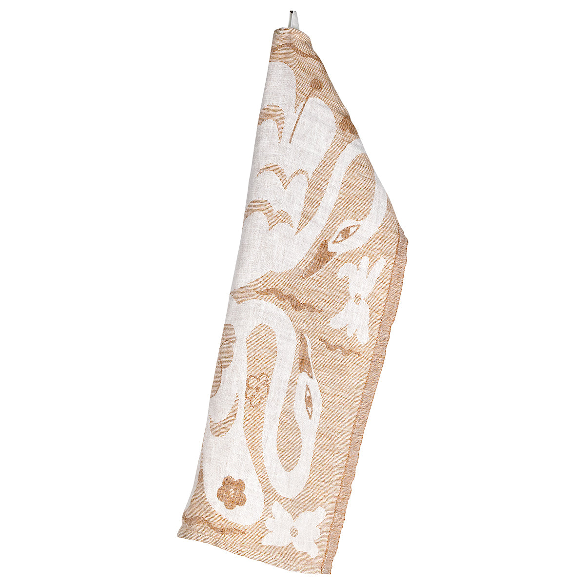 Lapuan Kankurit Kaksin Cinnamon / White Linen Tea Towel