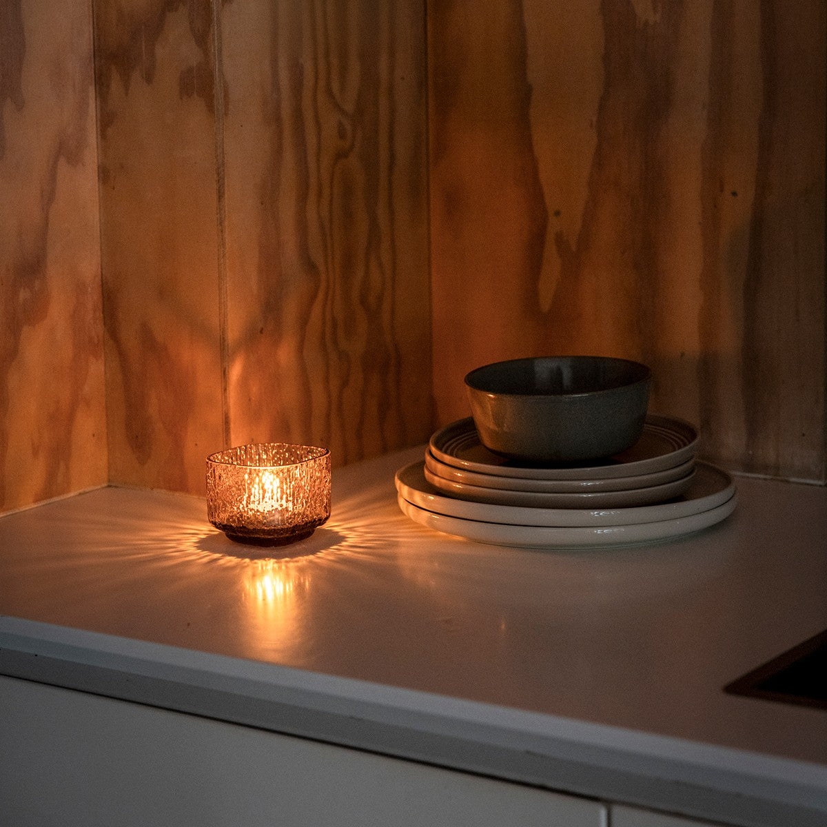 Pentik Kuulea Brown Glass Candle Holder