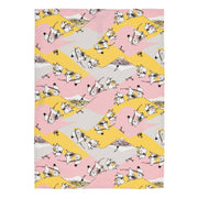Arabia Moomin Family Time Pink / Yellow Tea Towel - 80th Anniversary