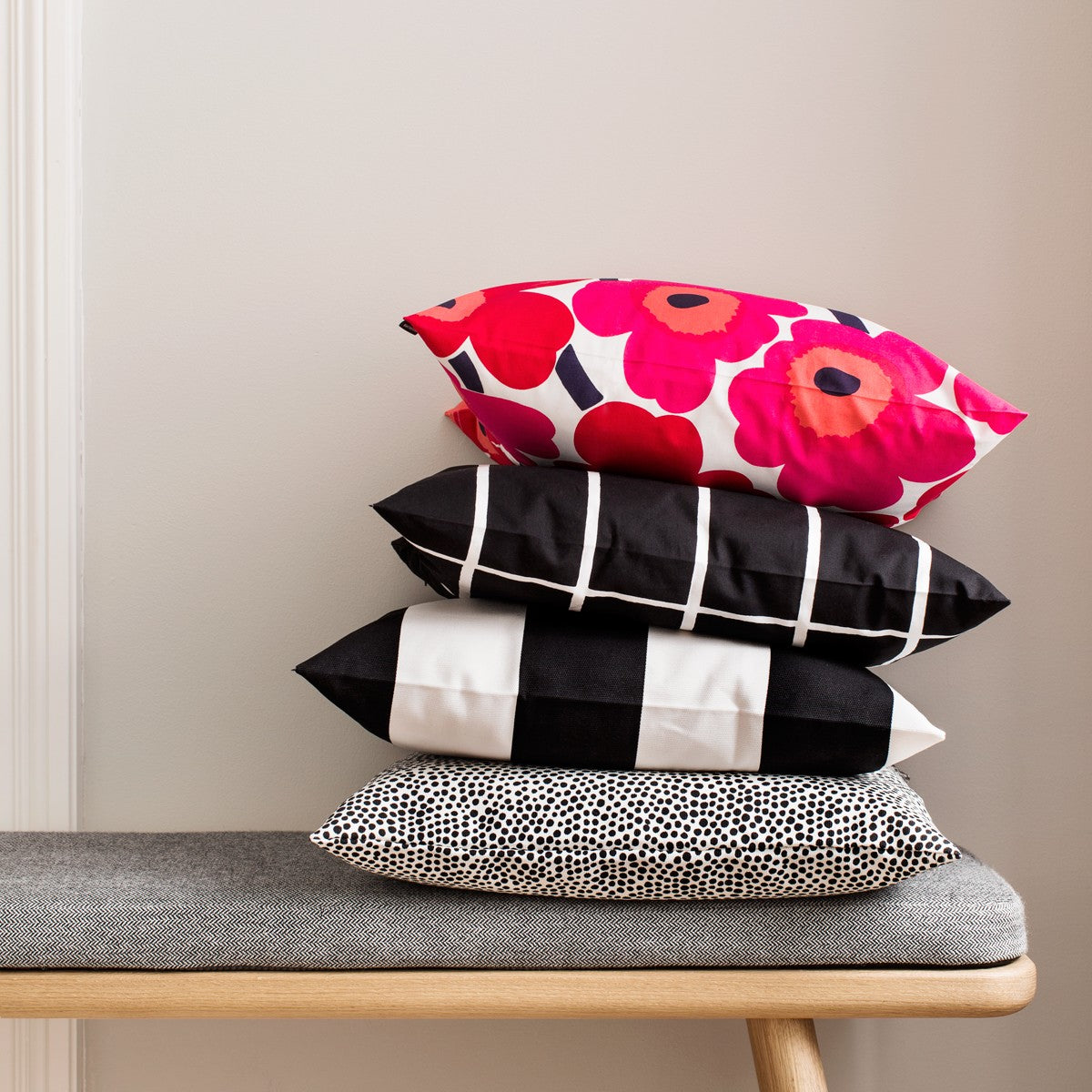 Marimekko Unikko Red / Pink Throw Pillow