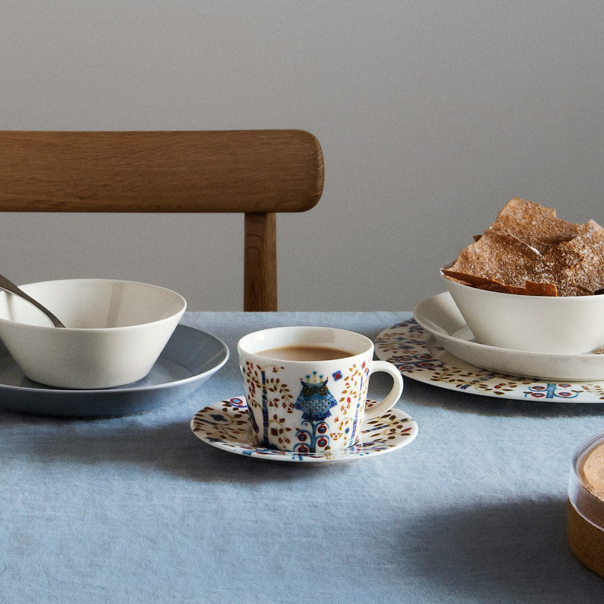 iittala Taika White / Blue Coffee Cup and Saucer