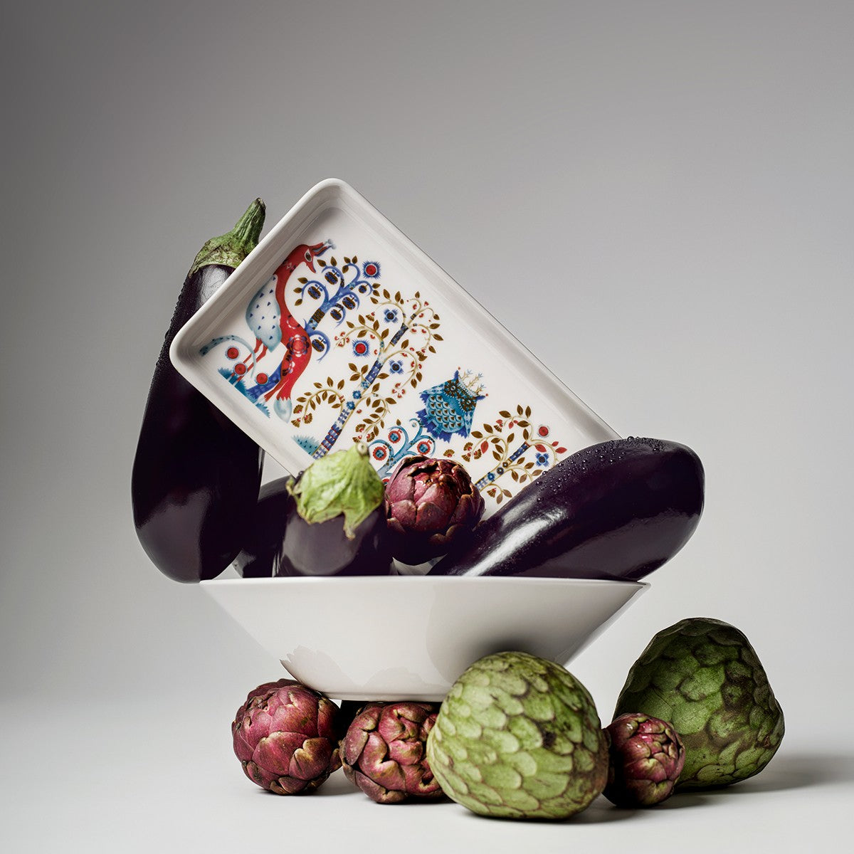 iittala Taika White / Blue Rectangle Plate