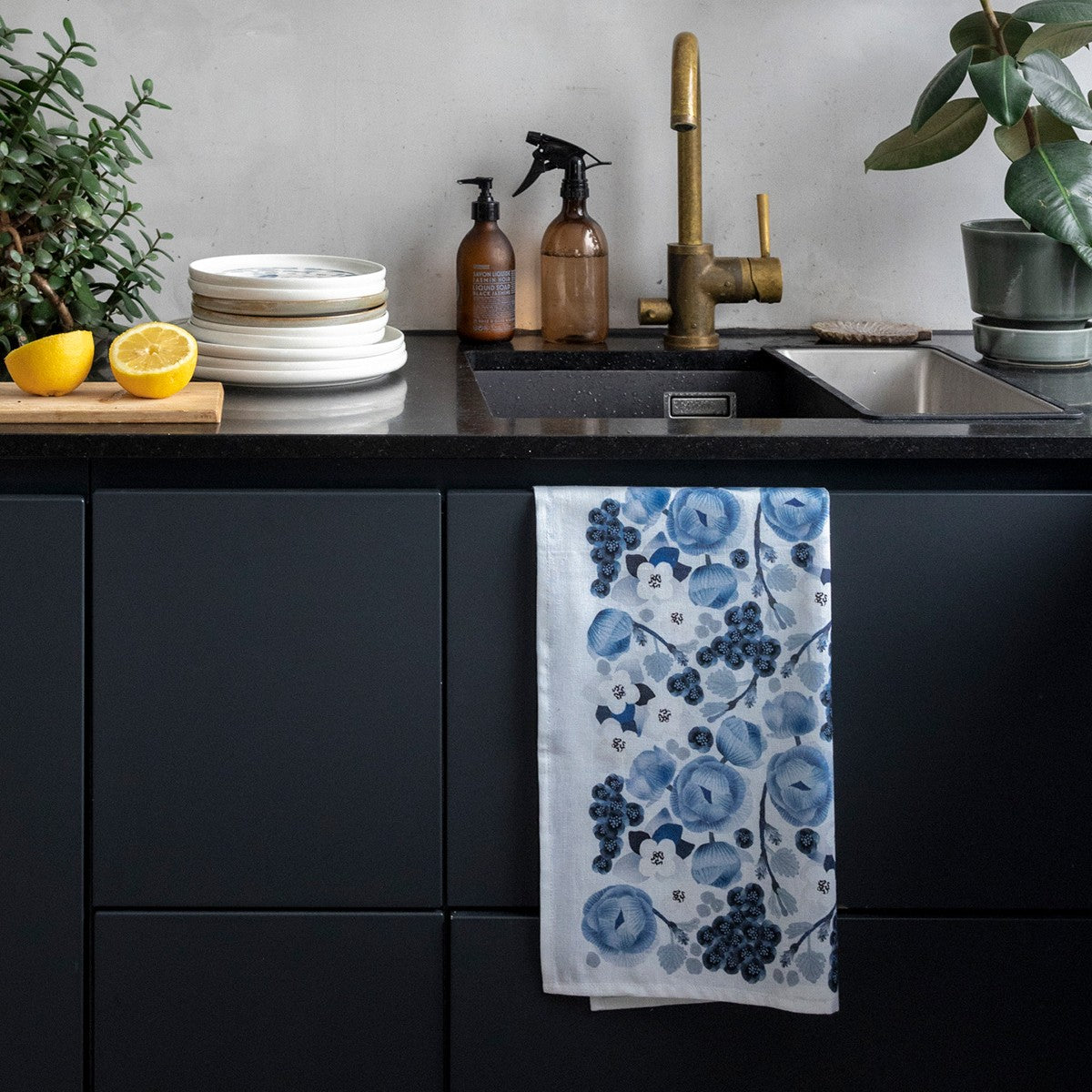 Pentik Lapin Kukka White / Blue Tea Towel