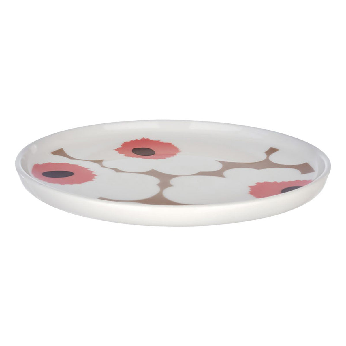 Marimekko Unikko Pink / Brown / Tan Small Snack Plate