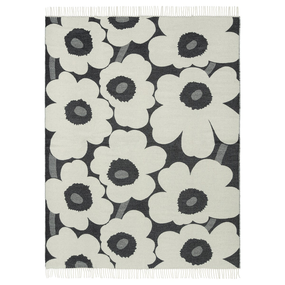 Marimekko Unikko Off White / Charcoal Throw Blanket