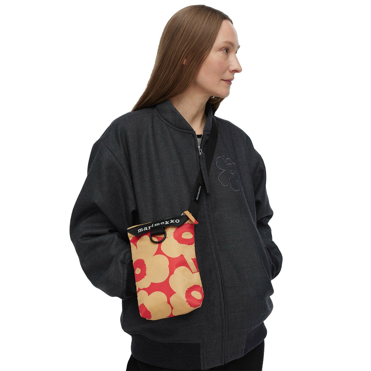 Marimekko Unikko Red / Light Brown Neat Phone Pocket Bag