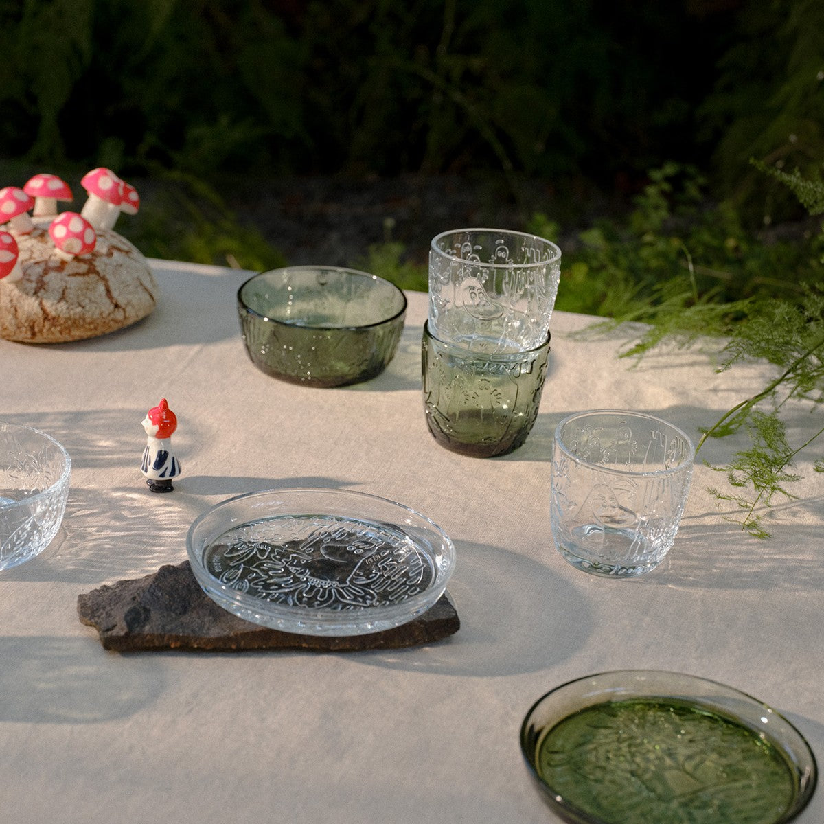 Arabia Moomin Mystical Forest Pine Green Glass Snack Plate