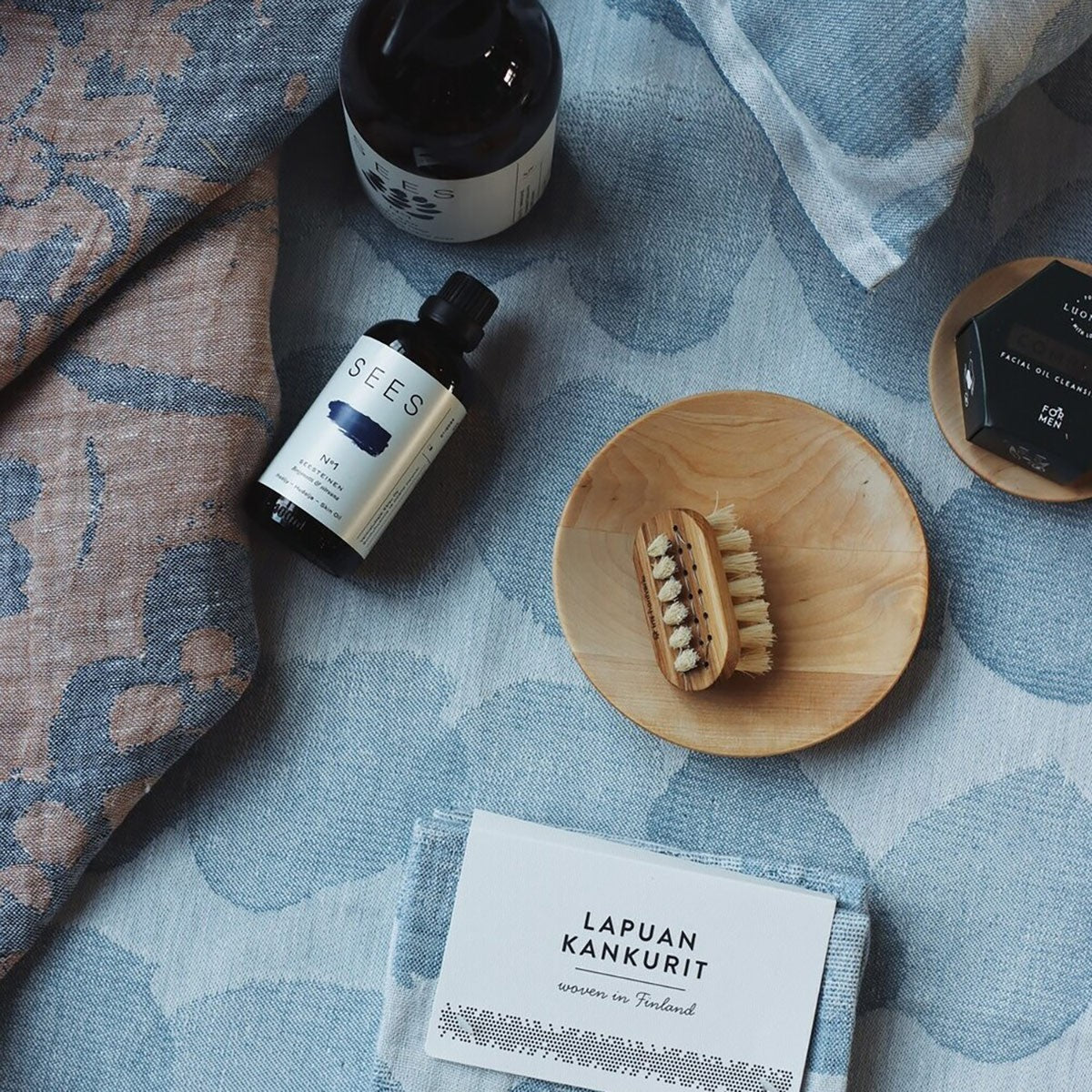 Lapuan Kankurit Sade Blue Linen Small Sauna Seat Cover