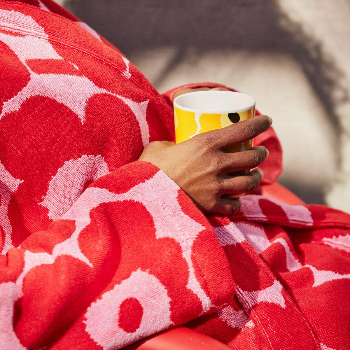 Marimekko Unikko Pink / Red Bathrobe