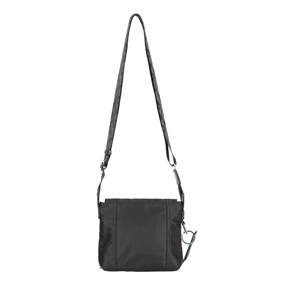 Marimekko Solid Black Mini Messenger Bag w/ Unikko Strap