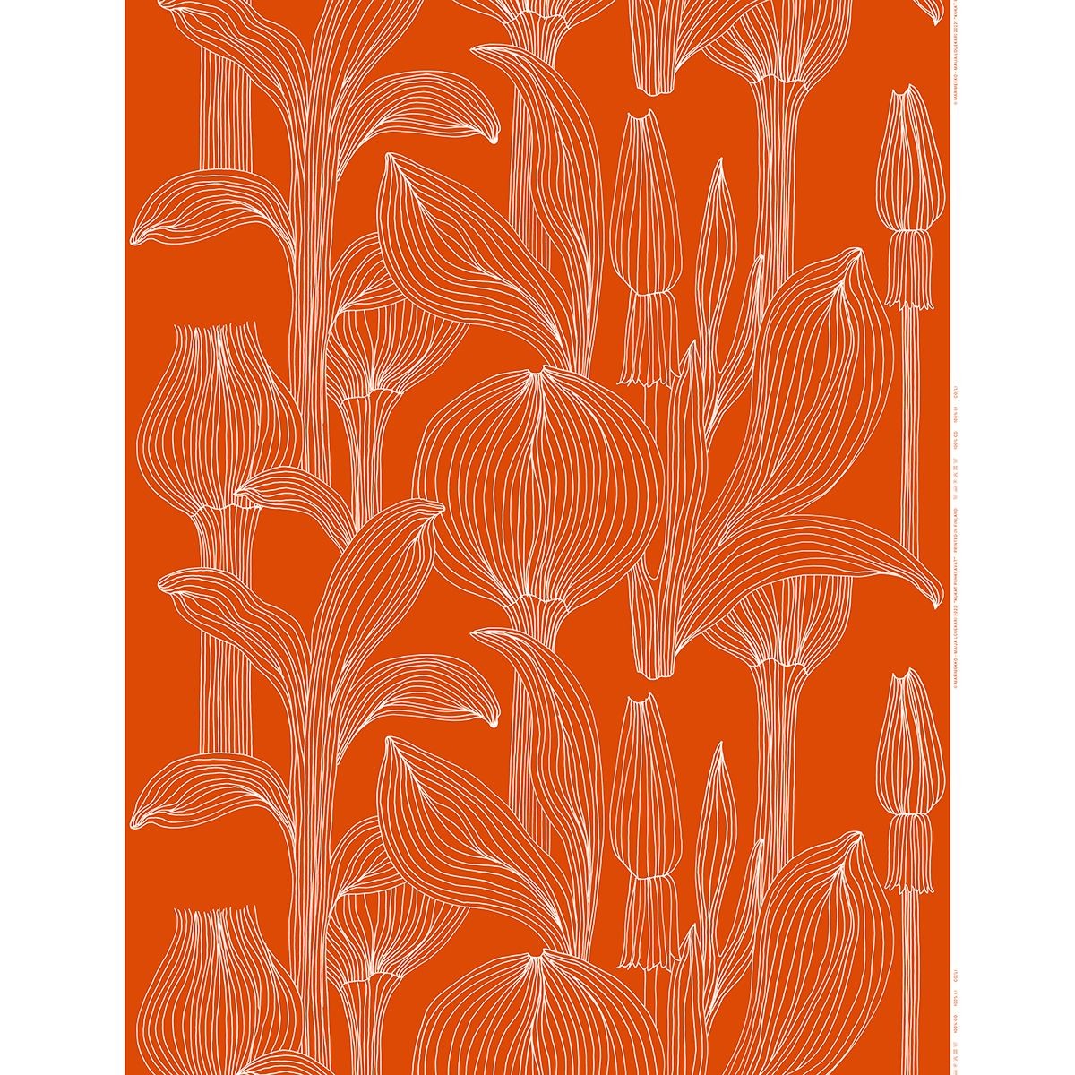 Marimekko Kukat Puhkeavat Orange / White Cotton Sateen Fabric