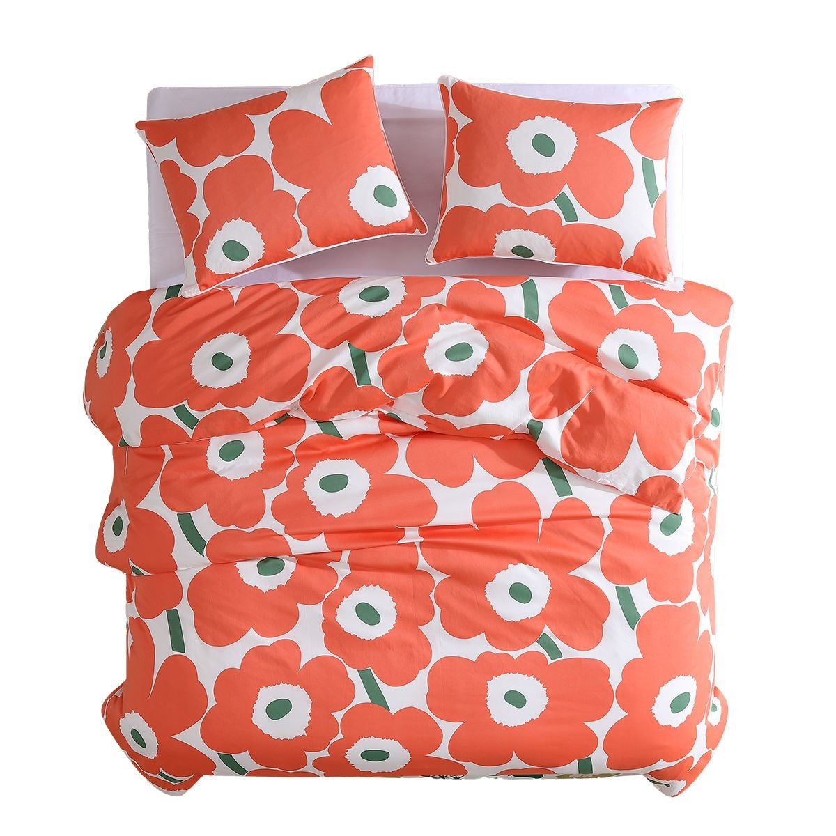 Marimekko Unikko Orange / Green Duvet Set - King - Marimekko