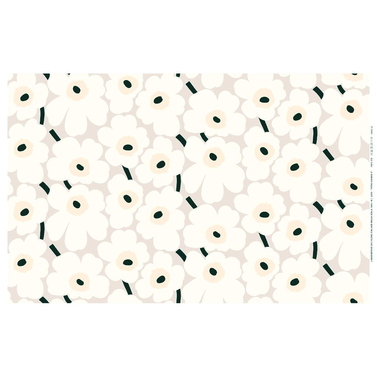 Marimekko Pieni Unikko Beige / Ivory / Dark Green Acrylic-Coated Cotton Fabric