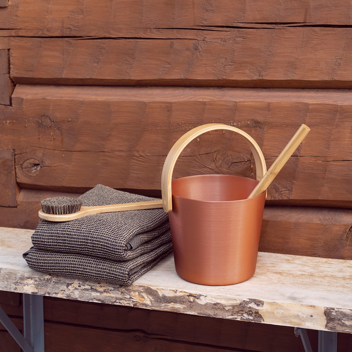 Rento Copper Aluminum & Bamboo Sauna Pail