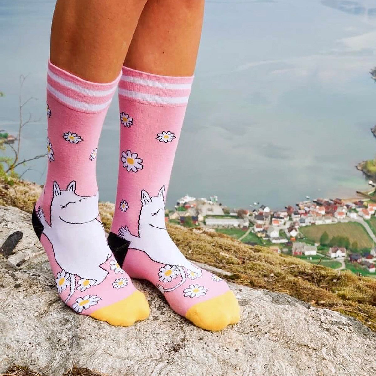 Moomin Pink / Yellow Striped Socks