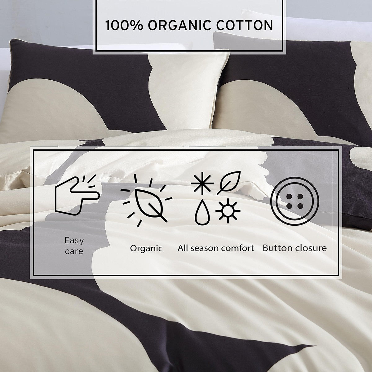 Marimekko Iso Unikko Off White / Charcoal Full / Queen Duvet Cover Set