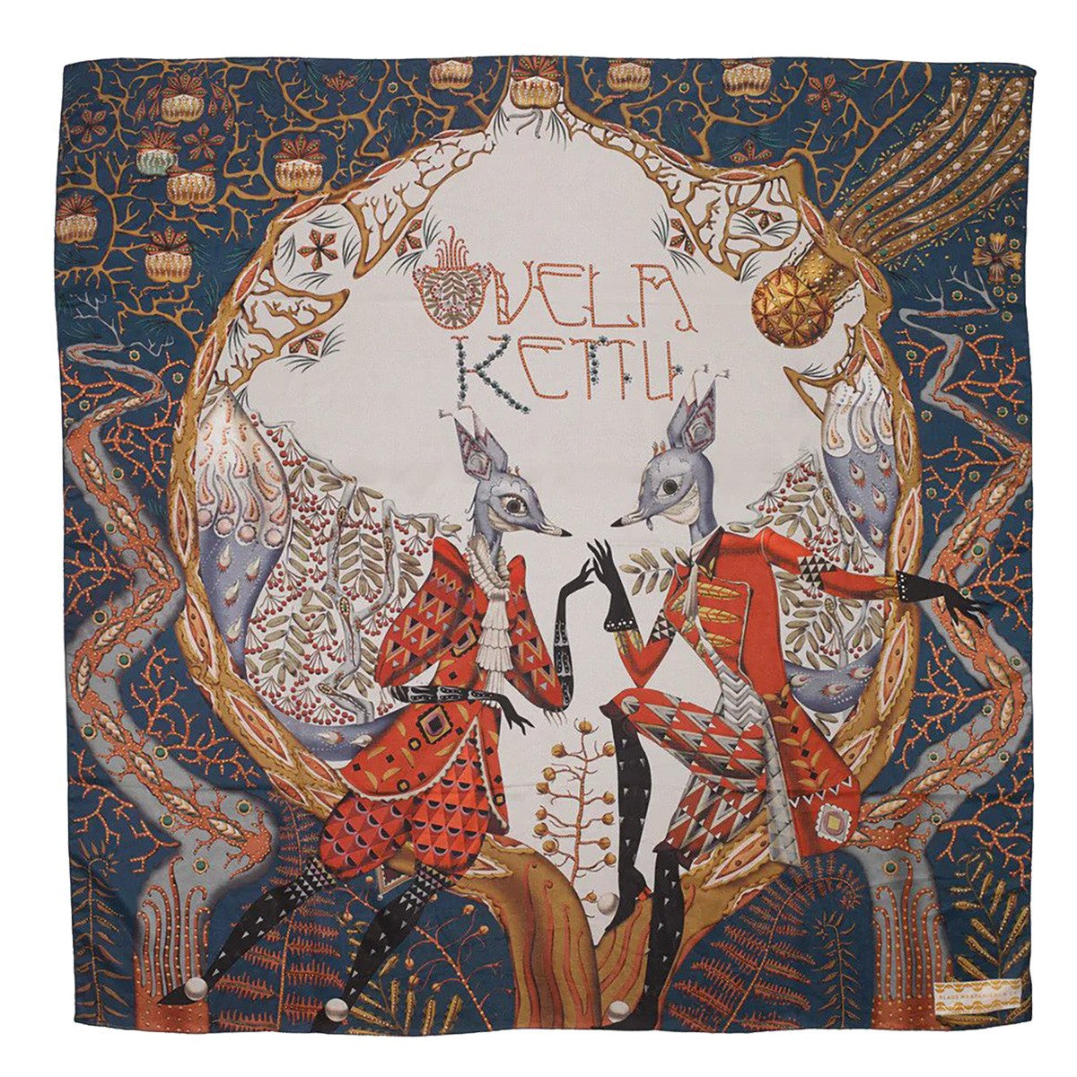 Klaus Haapaniemi Cunning Little Vixen Blue / Multicolor Silk Scarf