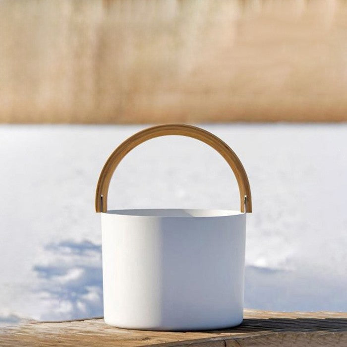 Kolo White Aluminum / Bamboo Sauna Bucket