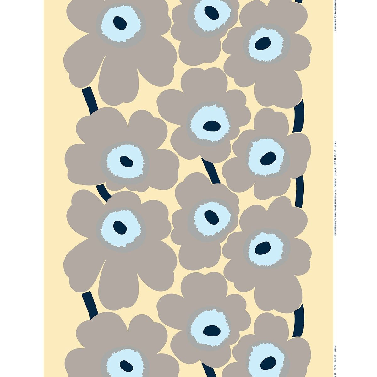 Marimekko Unikko Grey / Sand / Blue Linen Fabric