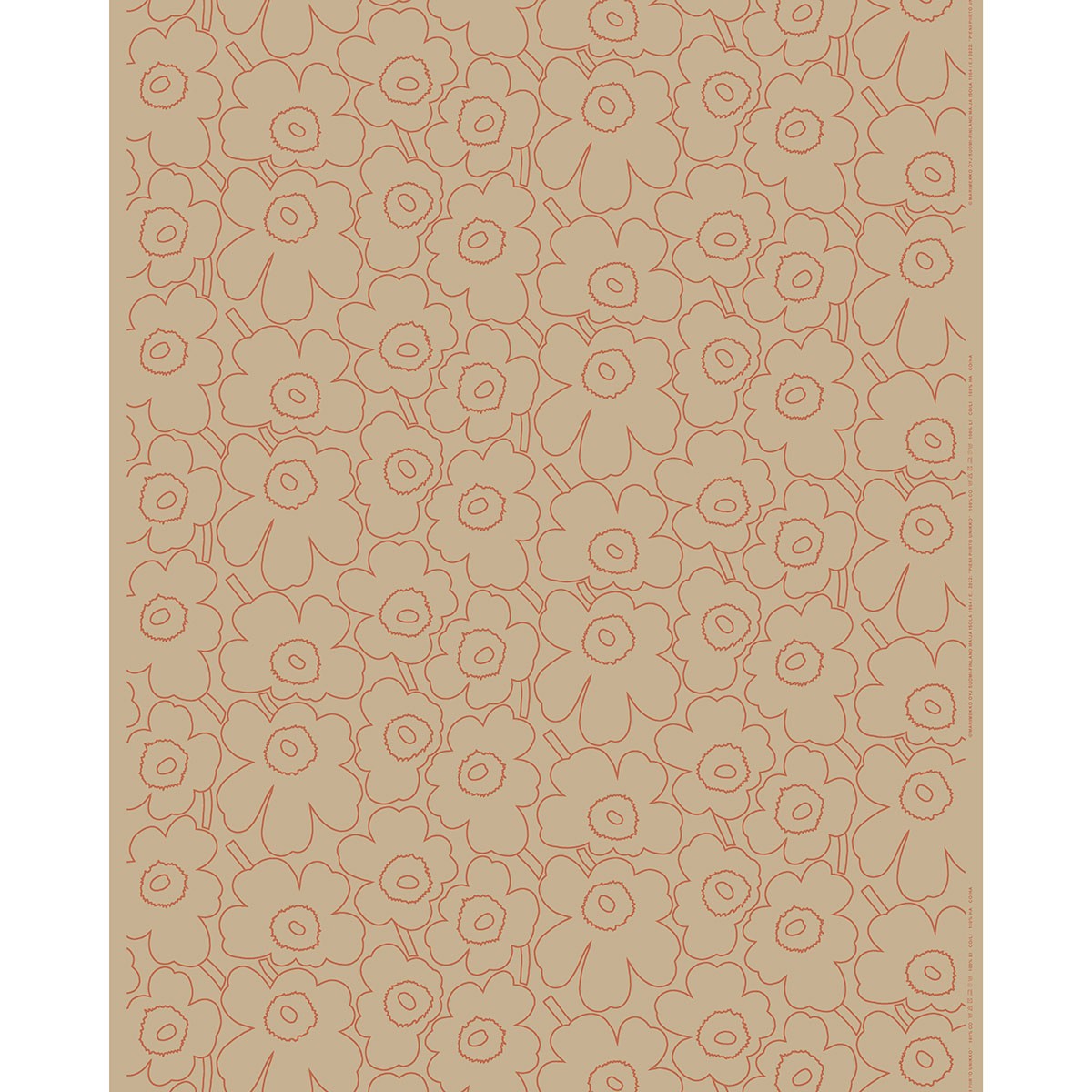 Marimekko Pieni Piirto Unikko Sand / Terracotta Cotton-Linen Fabric