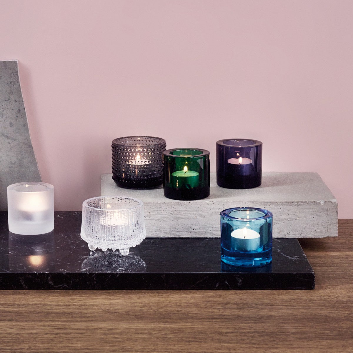 iittala Ultima Thule Clear Candle Holders - Set of 2