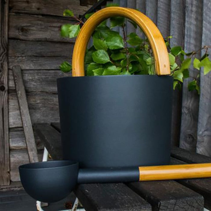 Kolo Black Aluminum / Bamboo Sauna Bucket