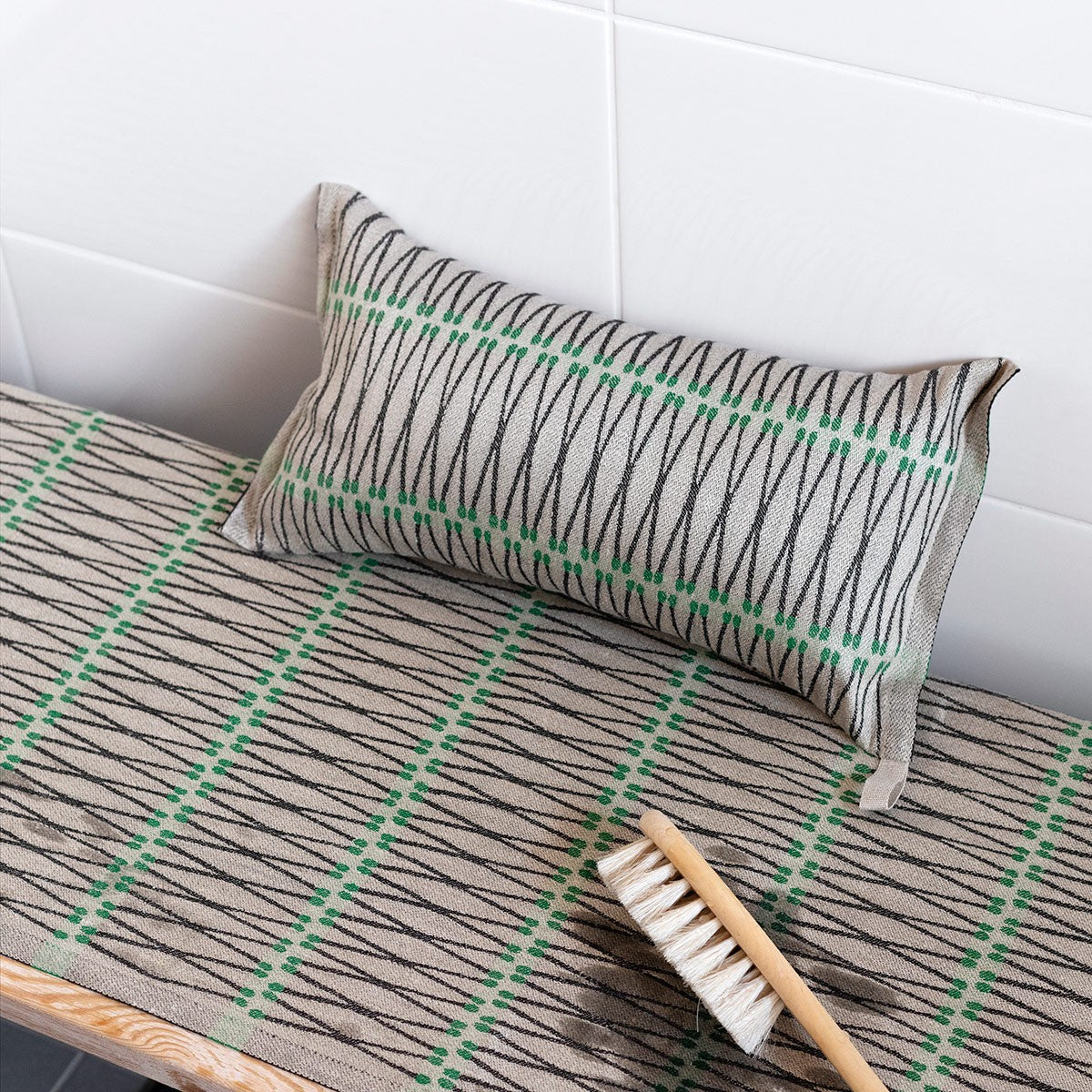 Lapuan Kankurit Tulitikku Taupe / Black / Green Sauna Pillow