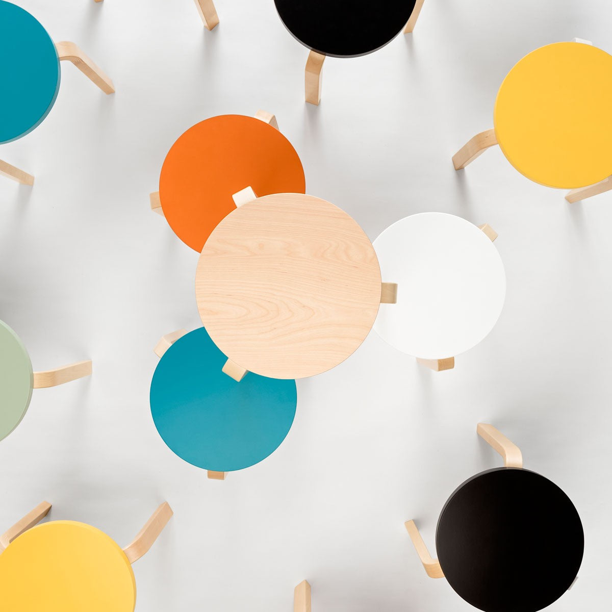 Artek Alvar Aalto Anniversary Stool 60 - Three Legged Stool - White