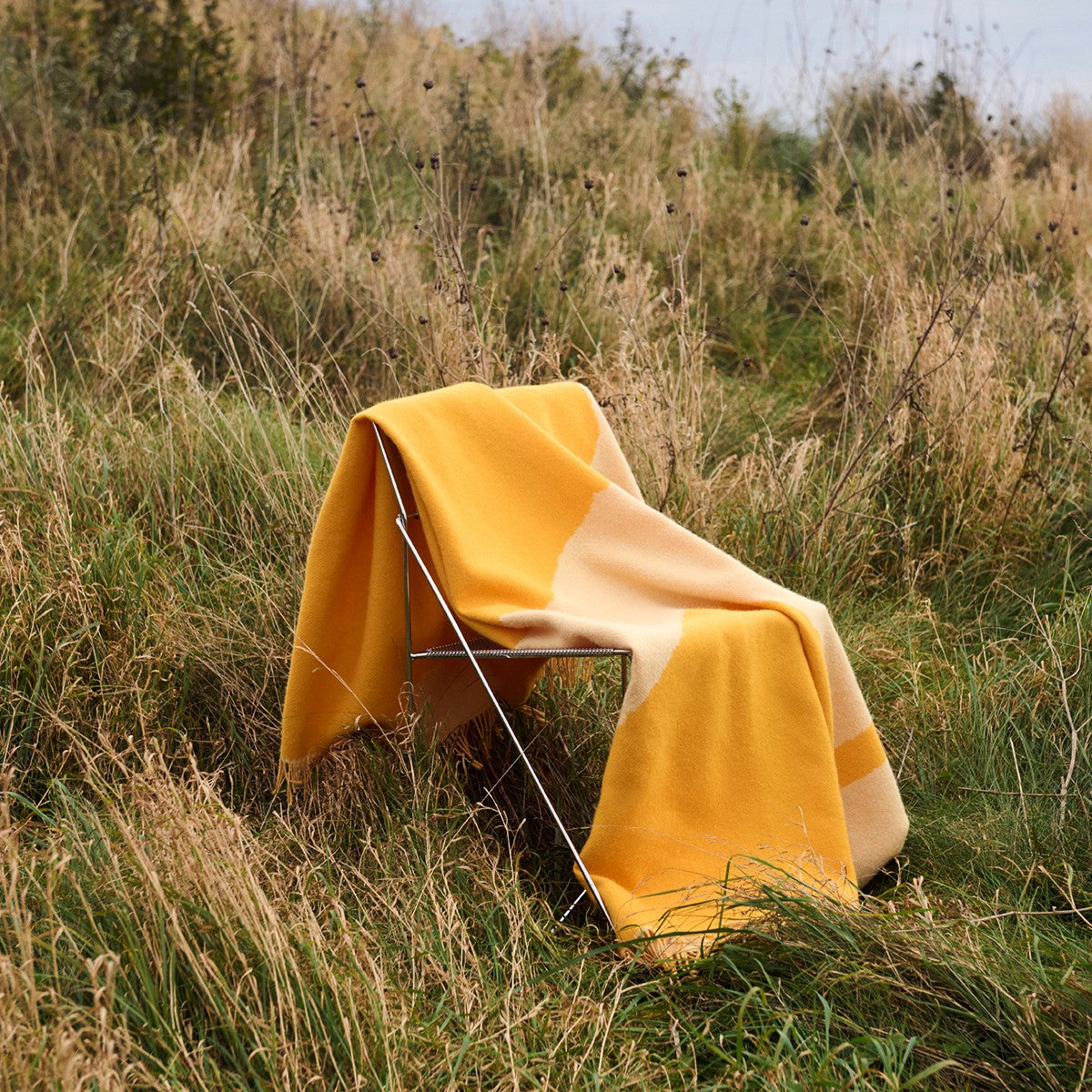 Marimekko Valkea Yo Orange Wool Throw Blanket