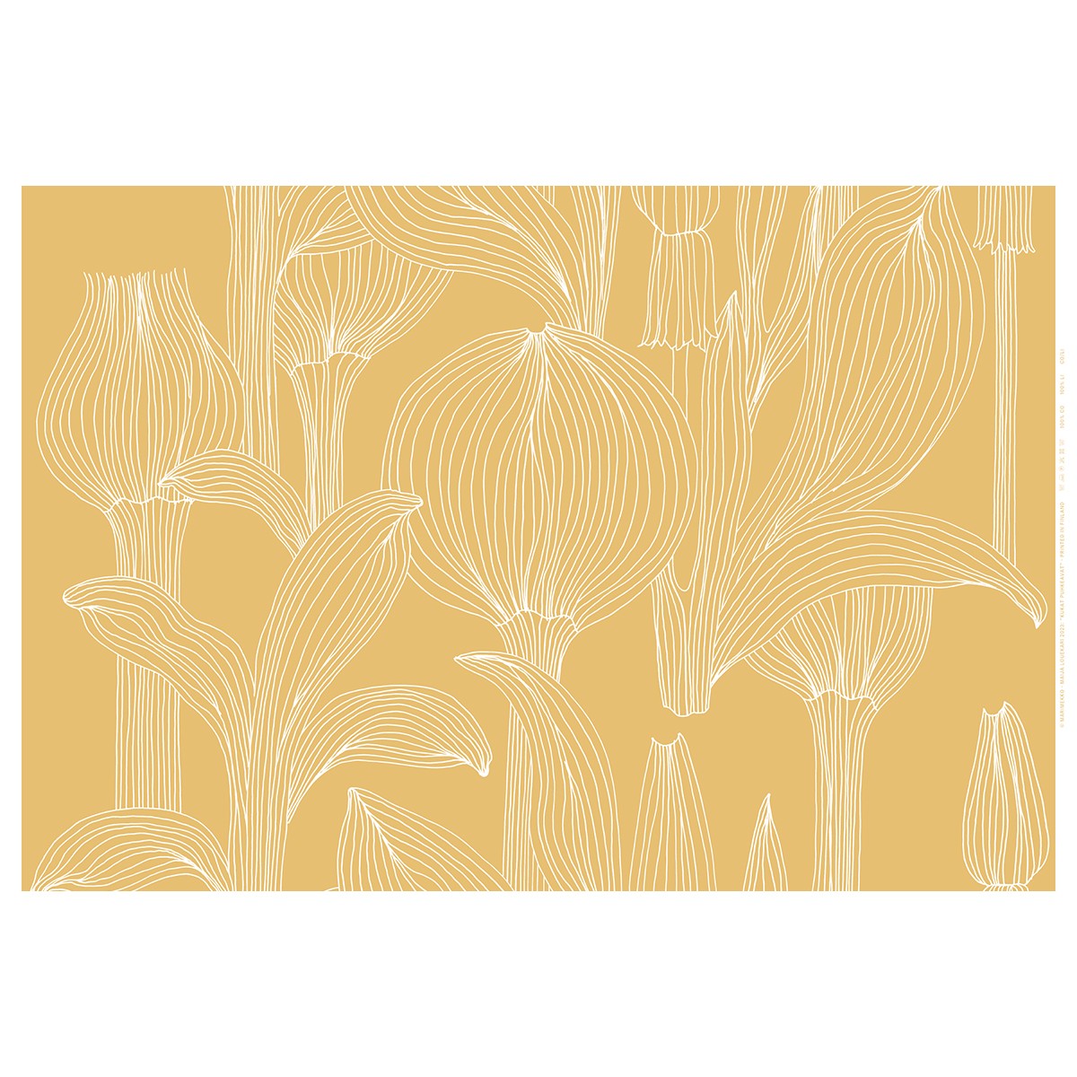 Marimekko Kukat Puhkeavat Straw / White Linen Fabric