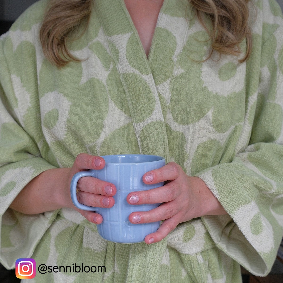 Marimekko Unikko Sage Green / Off White Bathrobe