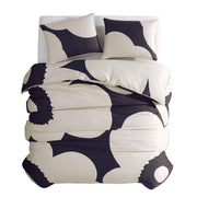 Marimekko Iso Unikko Off White / Charcoal Full / Queen Duvet Cover Set