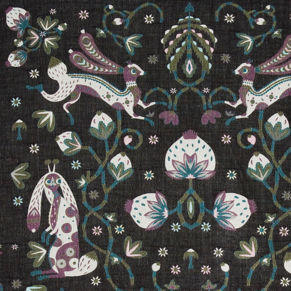 Klaus Haapaniemi Rabbit Forest Black Woven Wool / Silk Shawl