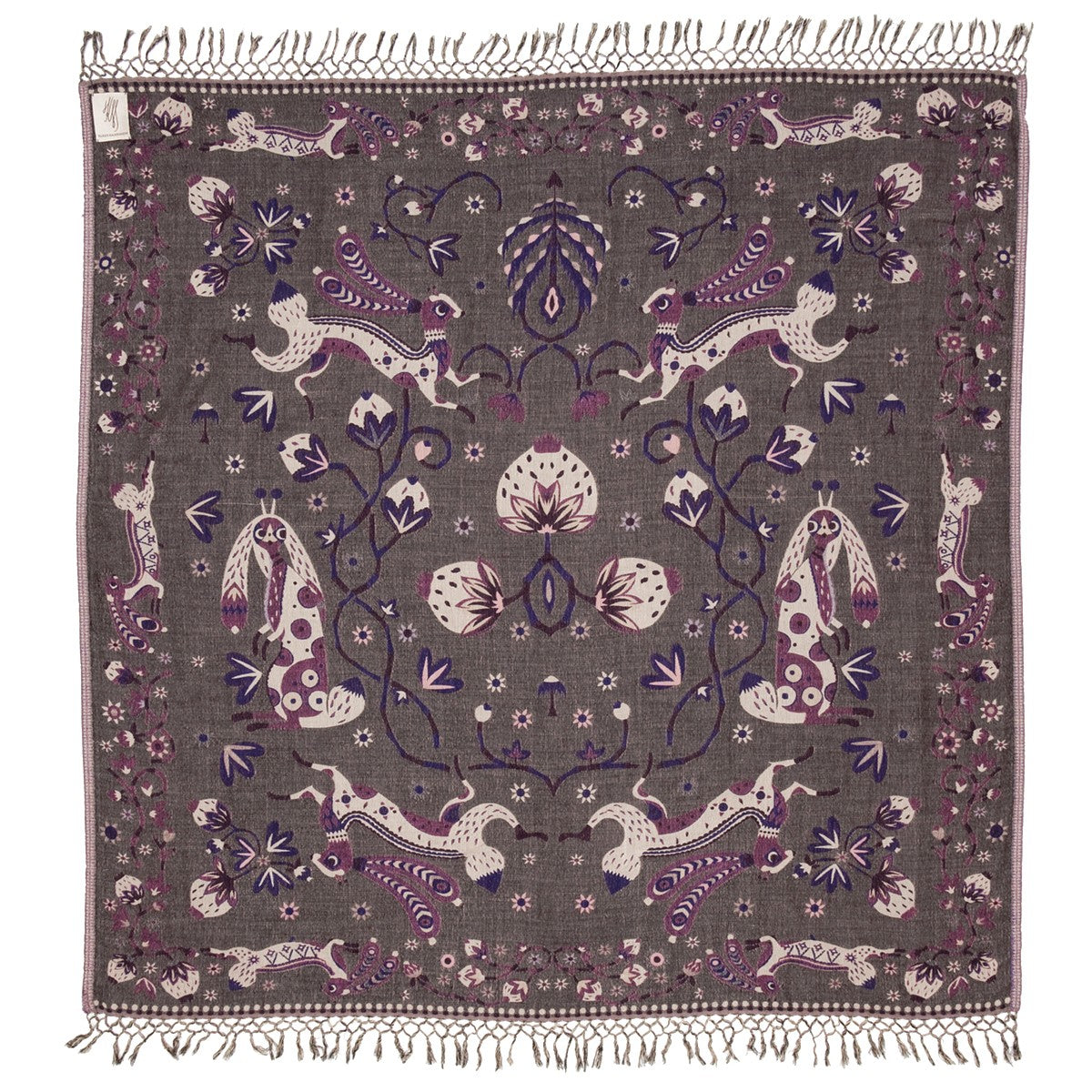 Klaus Haapaniemi Rabbit Blueberry Grey Woven Wool / Silk Shawl