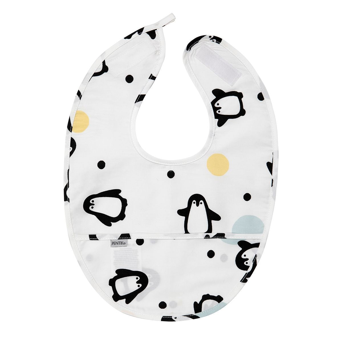 Pentik Pingviini Black / White Acrylic-Coated Cotton Bib