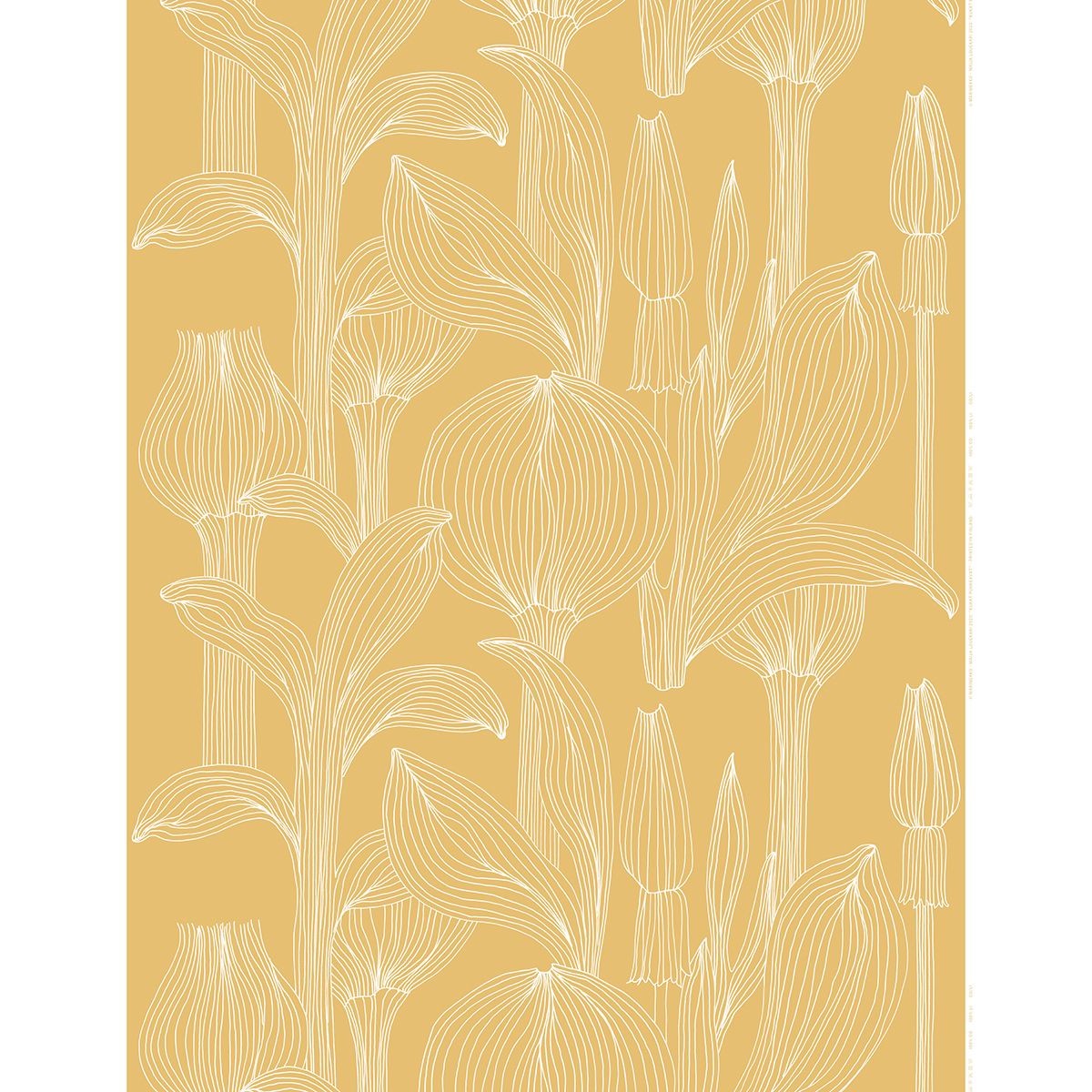 Marimekko Kukat Puhkeavat Straw / White Linen Fabric
