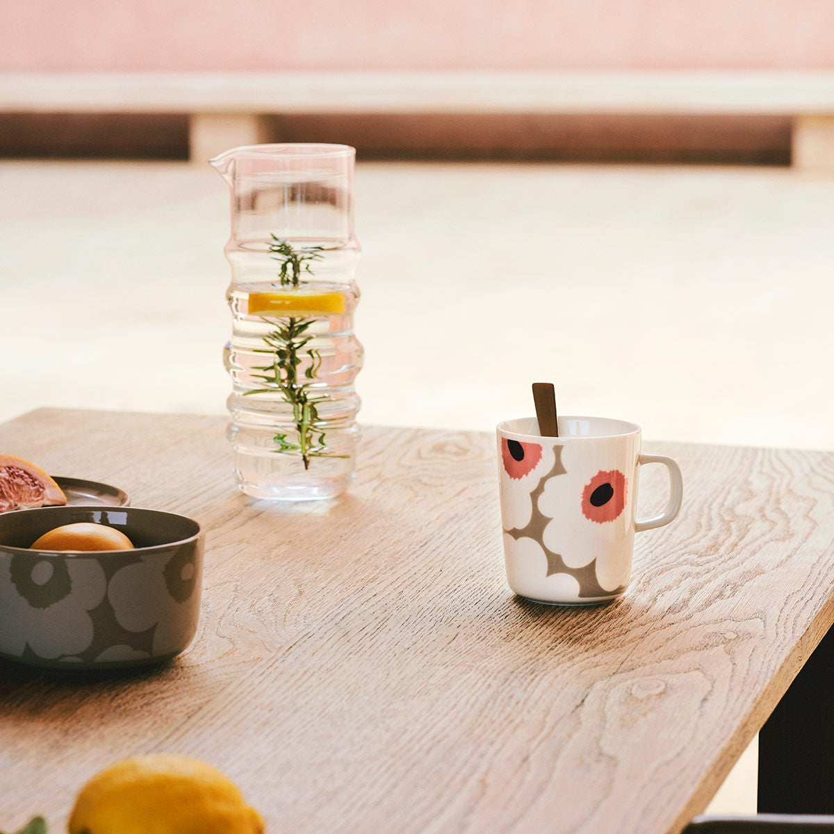 Marimekko Unikko Pink / Brown / Tan Mug