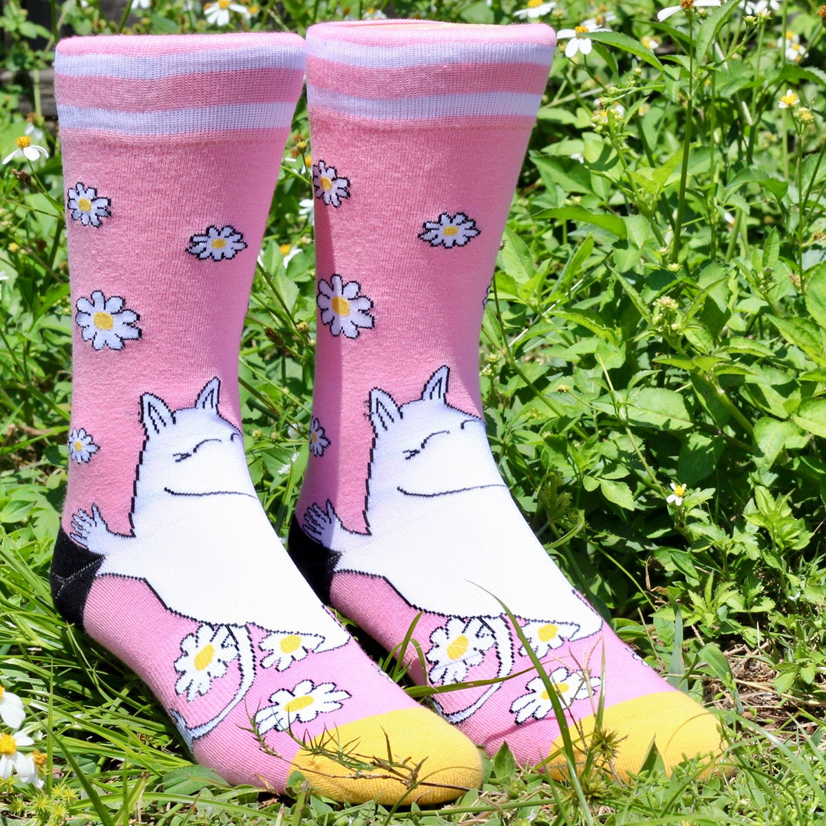 Moomin Pink / Yellow Striped Socks