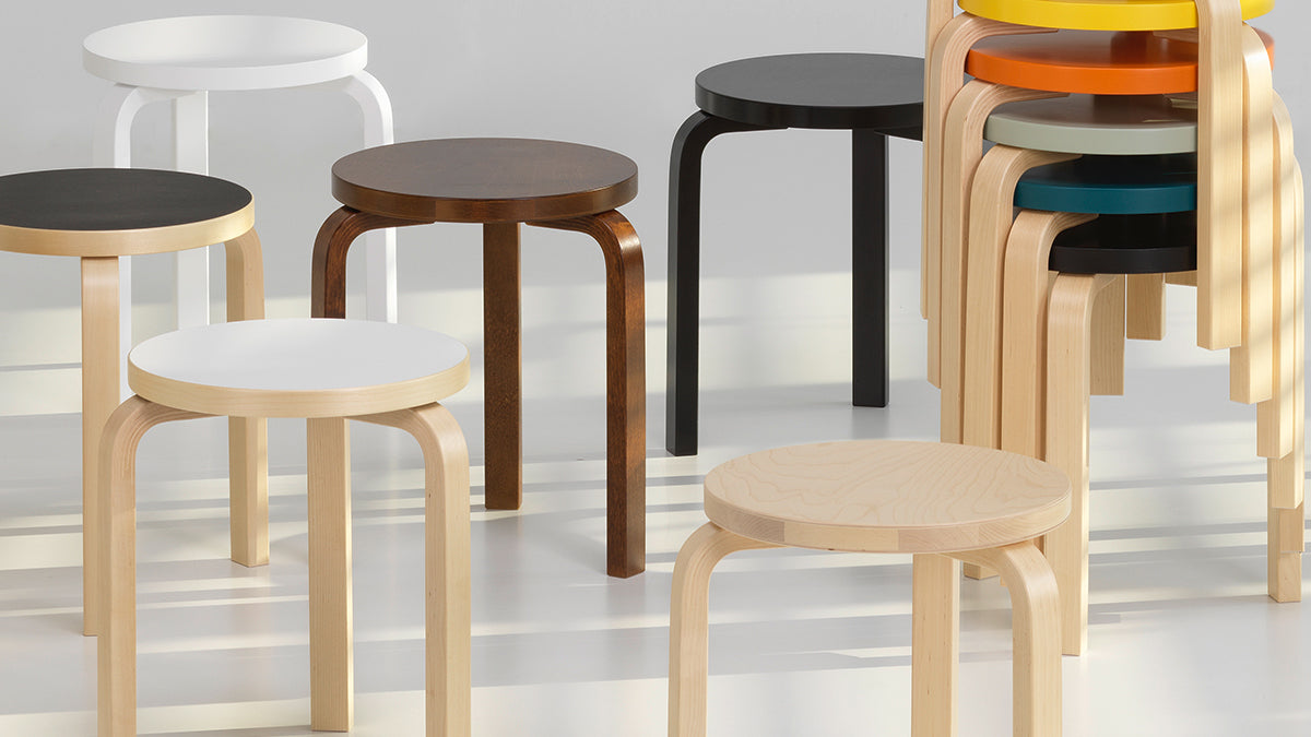 Artek Alvar Aalto Stools - Three Legged Stool 60