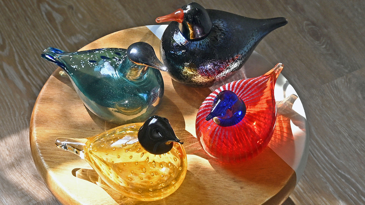 Bianco Blu Glass Birds