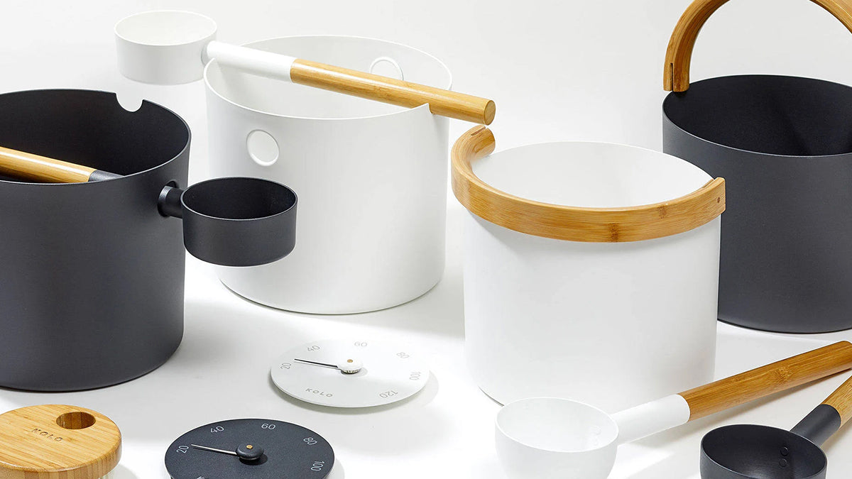 Kolo Aluminum / Bamboo Sauna Buckets & Ladles