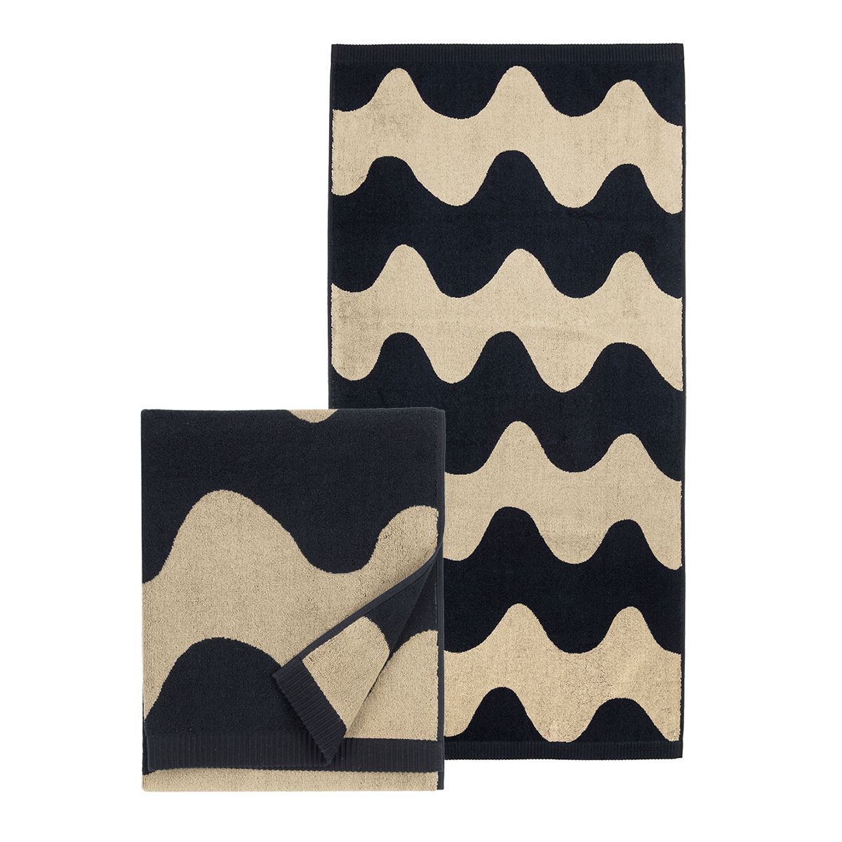 Marimekko Lokki Navy / Light Brown Towels