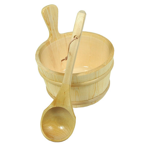 Wood Sauna Bucket & Ladles - Birch