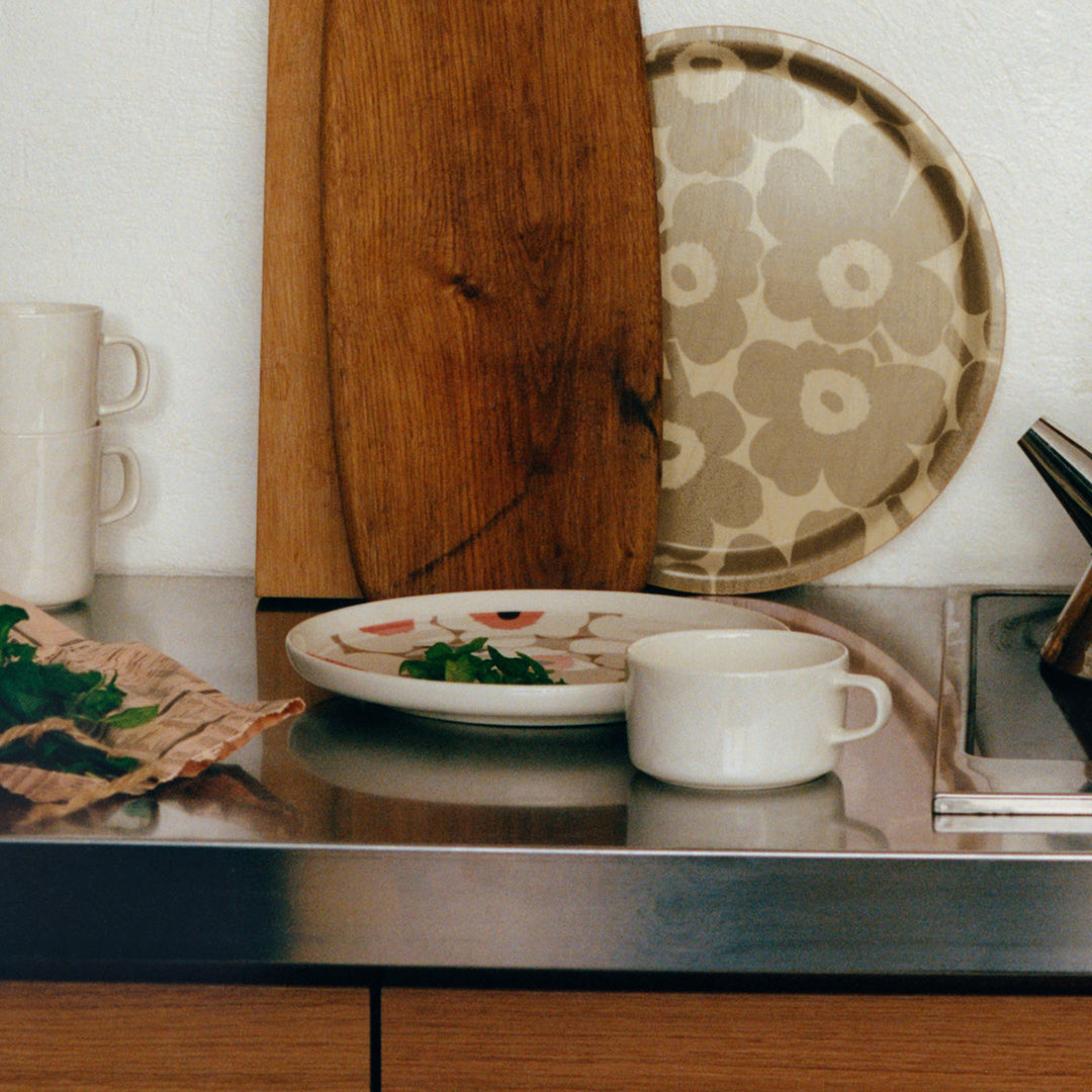 Marimekko Unikko Pink / Tan / Brown 16pc Dinnerware Set