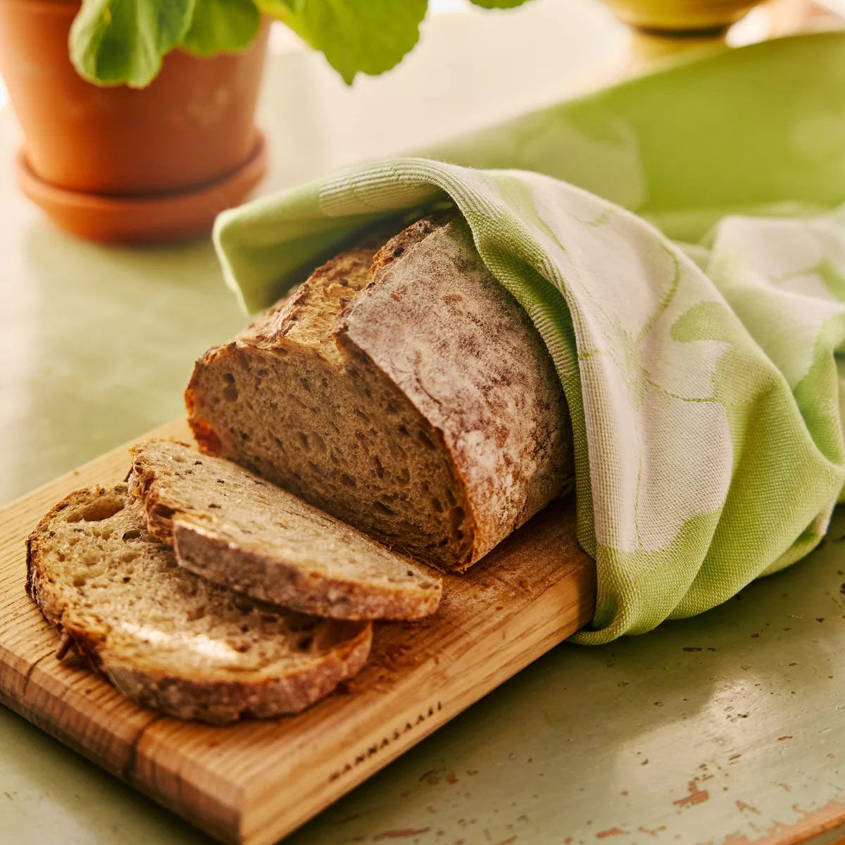 Finlayson Rosa Light Green / White Tea Towel - Set of 2