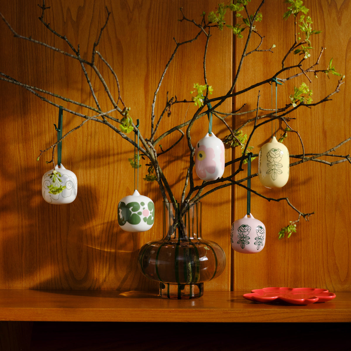 Marimekko Unikko White / Light Pink / Green Collectible Ornament