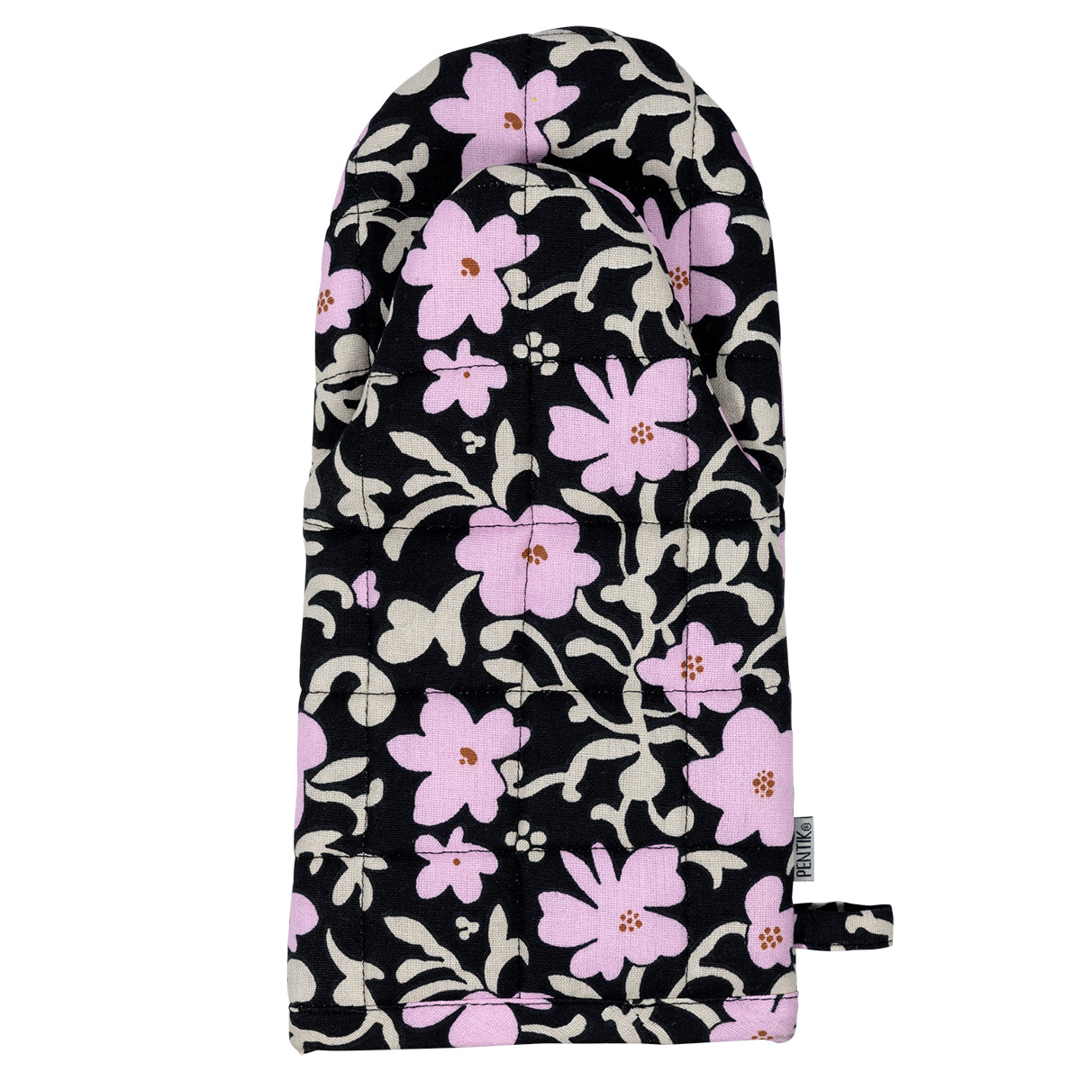 Pentik Ruusumalva Black / Pink / Beige Oven Mitt