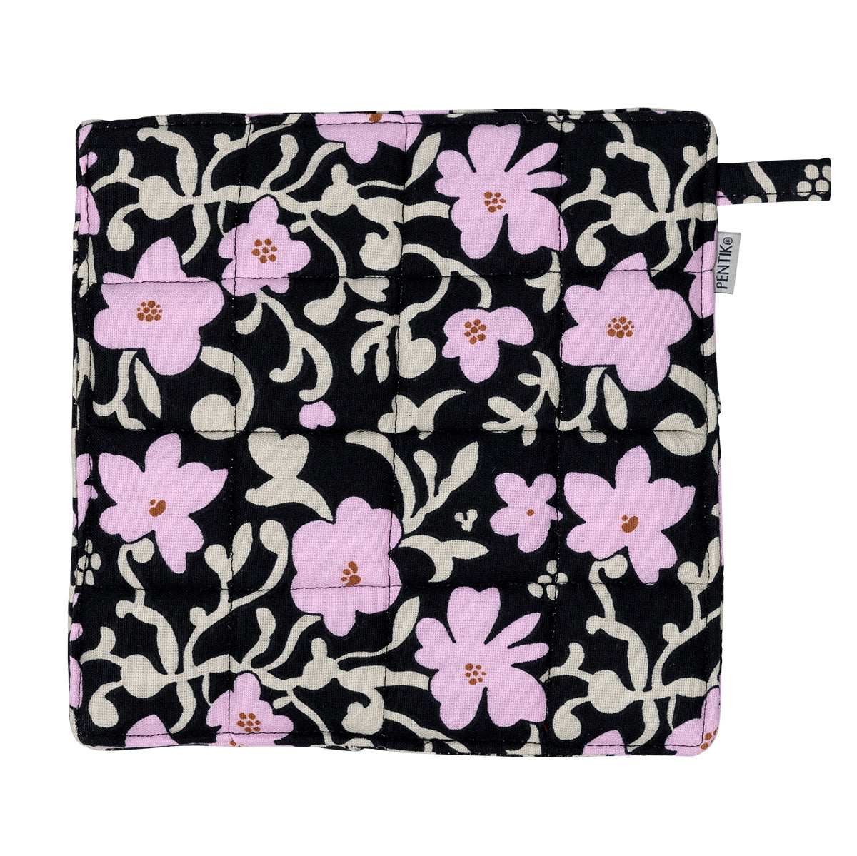 Pentik Ruusumalva Black / Pink / Beige Pot Holder
