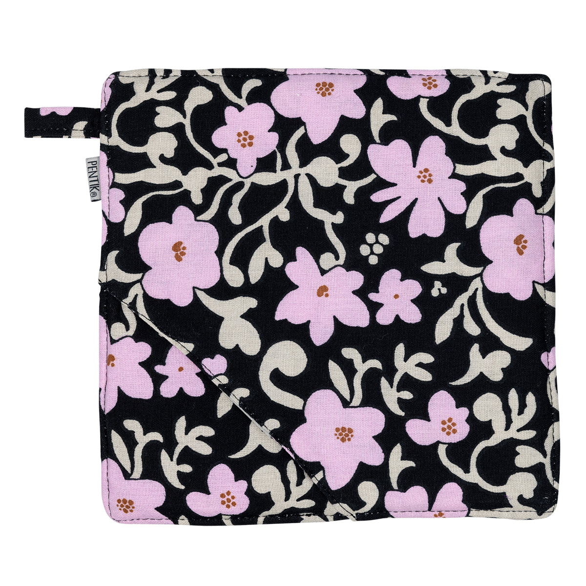 Pentik Ruusumalva Black / Pink / Beige Pot Holder