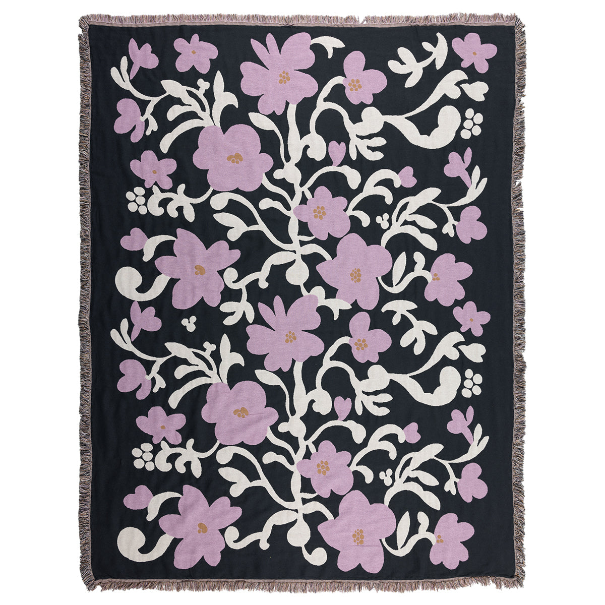 Pentik Ruusumalva Dark Grey / Pink Jacquard Throw Blanket